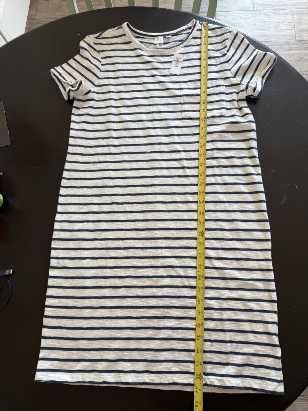 NWT GAP 100% Cotton Navy & White Striped Pocket T-Shirt Dress Size Small - Picture 5 of 12